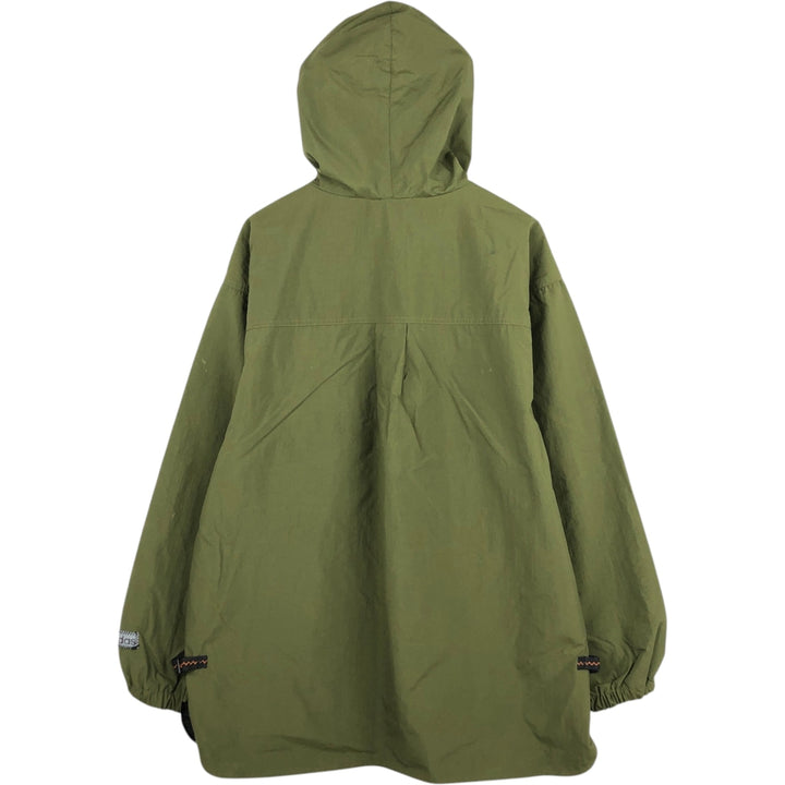 80s-90'S Adidas Half-Snap Hooded Nylon Pullover, Men's Size L (approx.), Vintage Nylon Khaki type Vintage Second Hand