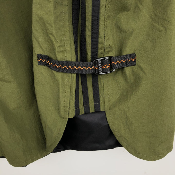 80s-90'S Adidas Half-Snap Hooded Nylon Pullover, Men's Size L (approx.), Vintage Nylon Khaki type Vintage Second Hand