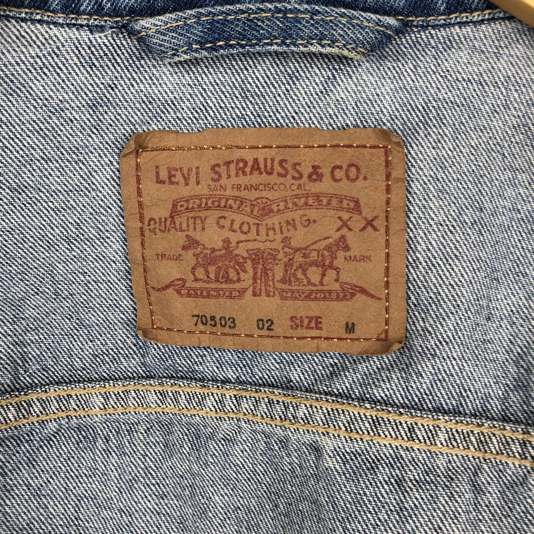 1990'S Levi's 70503-0214 Euro Model Denim Jacket, Italian Made, Men's Size M (Equivalent), Vintage cotton blue type Vintage Second Hand