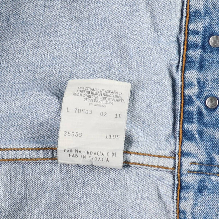 Levi's 70503 02 denim jacket, denim jacket, men's size L cotton Blue type light blue Vintage Second Hand