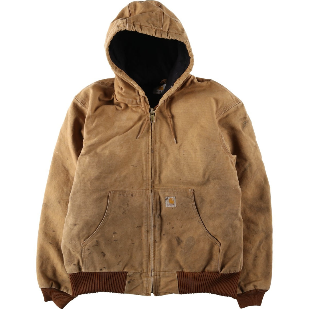 Carhartt Active Jacket Duck Full Zip Hoodie Men's XXL unclear Beige type Vintage Second Hand