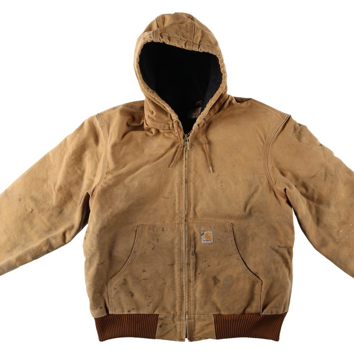 Carhartt Active Jacket Duck Full Zip Hoodie Men's XXL unclear Beige type Vintage Second Hand