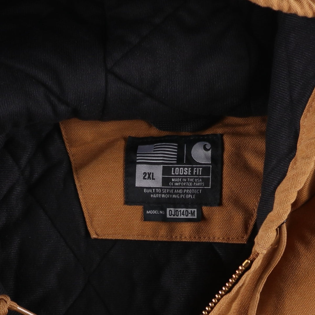 Carhartt Active Jacket, Padded Duck Full-Zip Hoodie, Made in USA, Men's XXL unclear brown type Vintage Second Hand