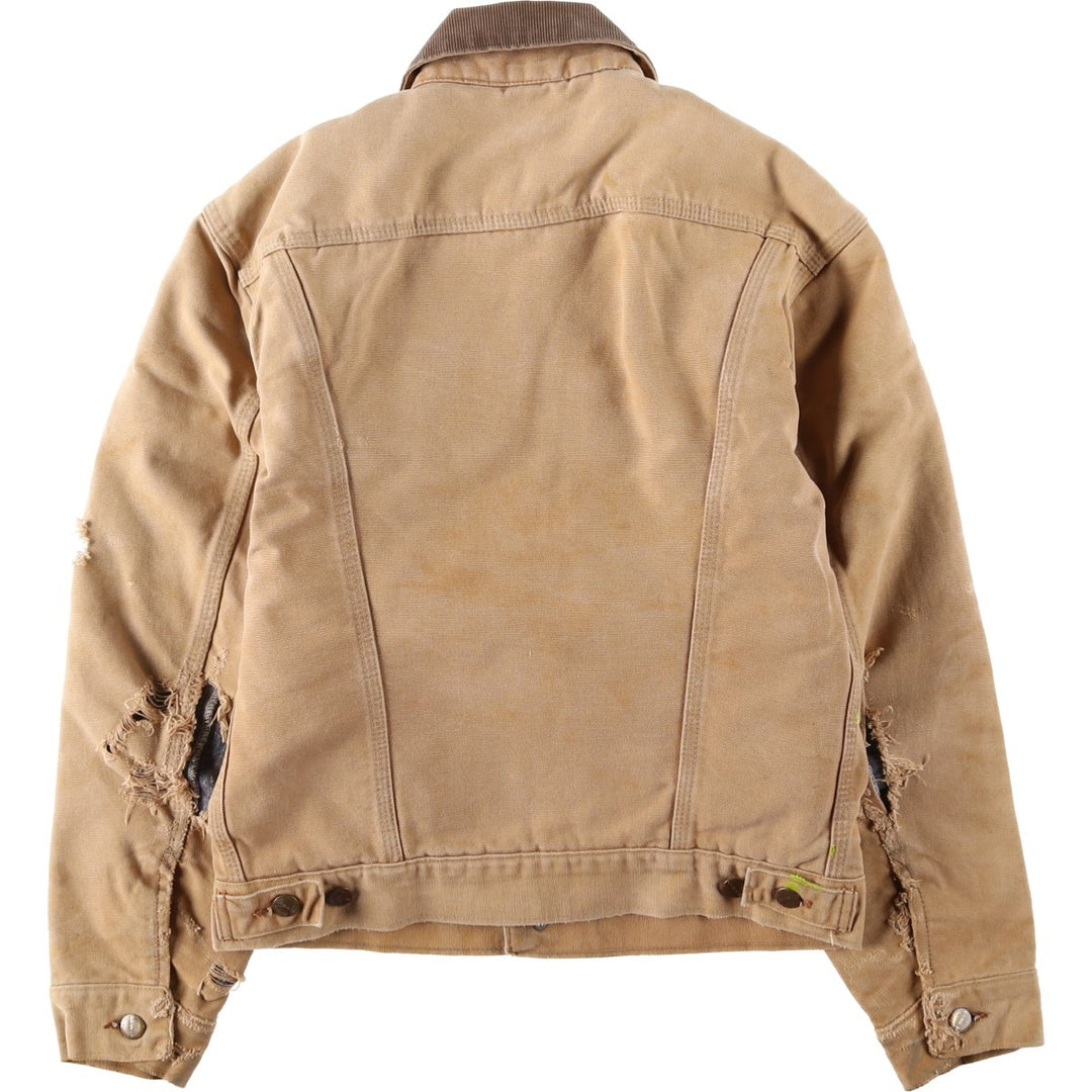 1980'S Carhartt Denim Jacket Type Duck Work Jacket, Made in USA, Men's Size XS (Equivalent), Vintage cotton brown type Vintage Second Hand