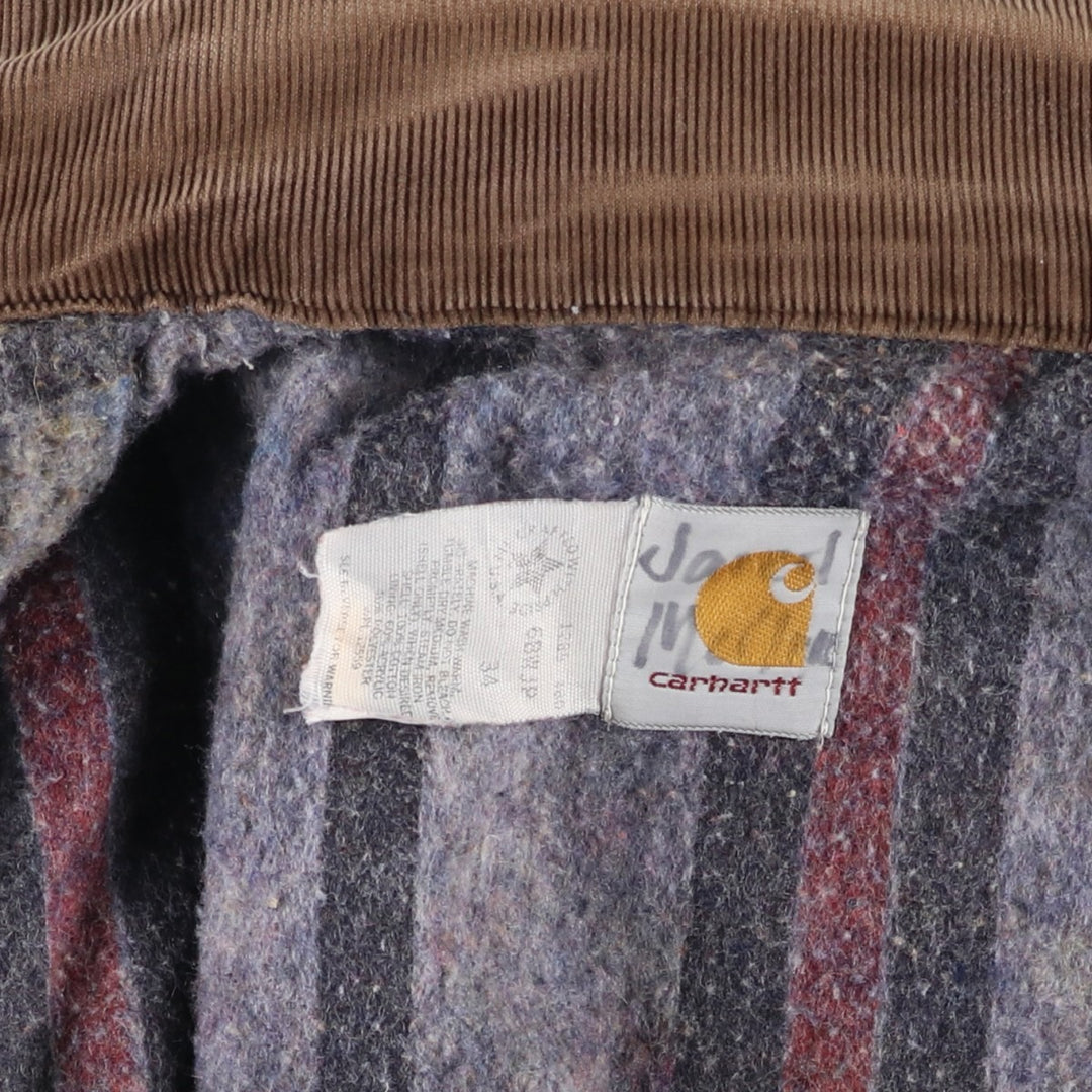 1980'S Carhartt Denim Jacket Type Duck Work Jacket, Made in USA, Men's Size XS (Equivalent), Vintage cotton brown type Vintage Second Hand