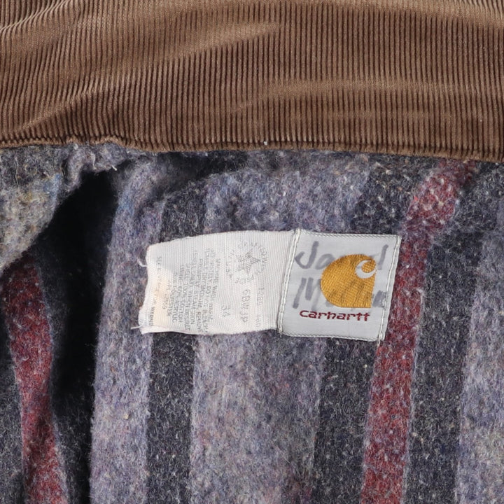 1980'S Carhartt Denim Jacket Type Duck Work Jacket, Made in USA, Men's Size XS (Equivalent), Vintage cotton brown type Vintage Second Hand