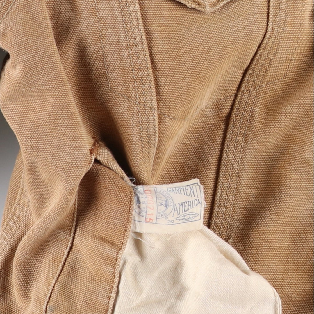 1980'S Carhartt Denim Jacket Type Duck Work Jacket, Made in USA, Men's Size XS (Equivalent), Vintage cotton brown type Vintage Second Hand