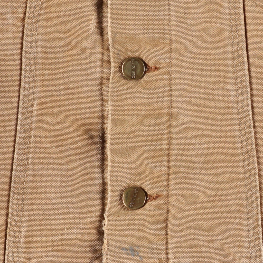 1980'S Carhartt Denim Jacket Type Duck Work Jacket, Made in USA, Men's Size XS (Equivalent), Vintage cotton brown type Vintage Second Hand