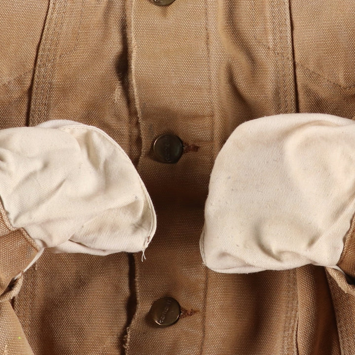 1980'S Carhartt Denim Jacket Type Duck Work Jacket, Made in USA, Men's Size XS (Equivalent), Vintage cotton brown type Vintage Second Hand