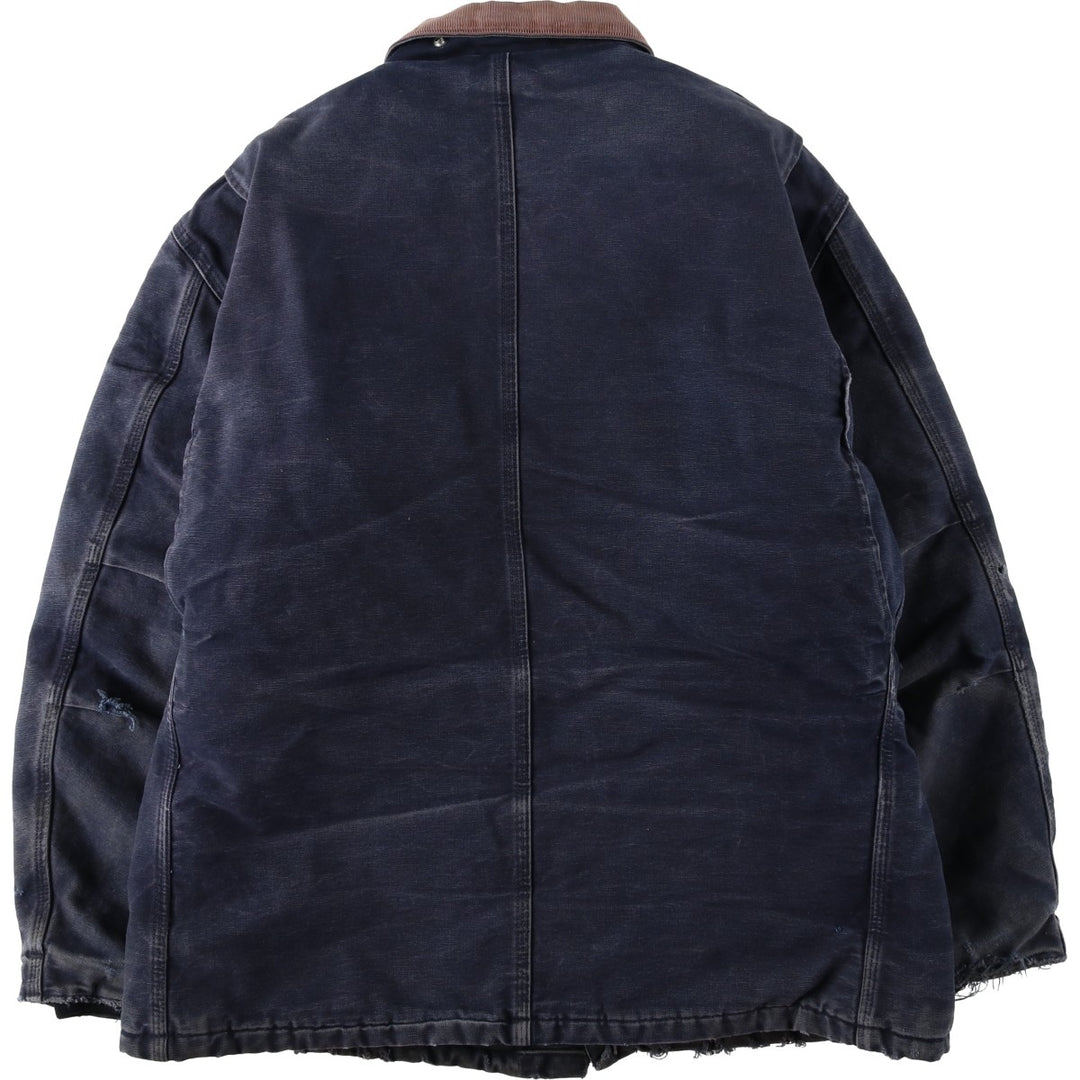 2000'S Carhartt Traditional Padded Duck Work Jacket, Made in USA, Men's Size L cotton navy blue type Vintage Second Hand