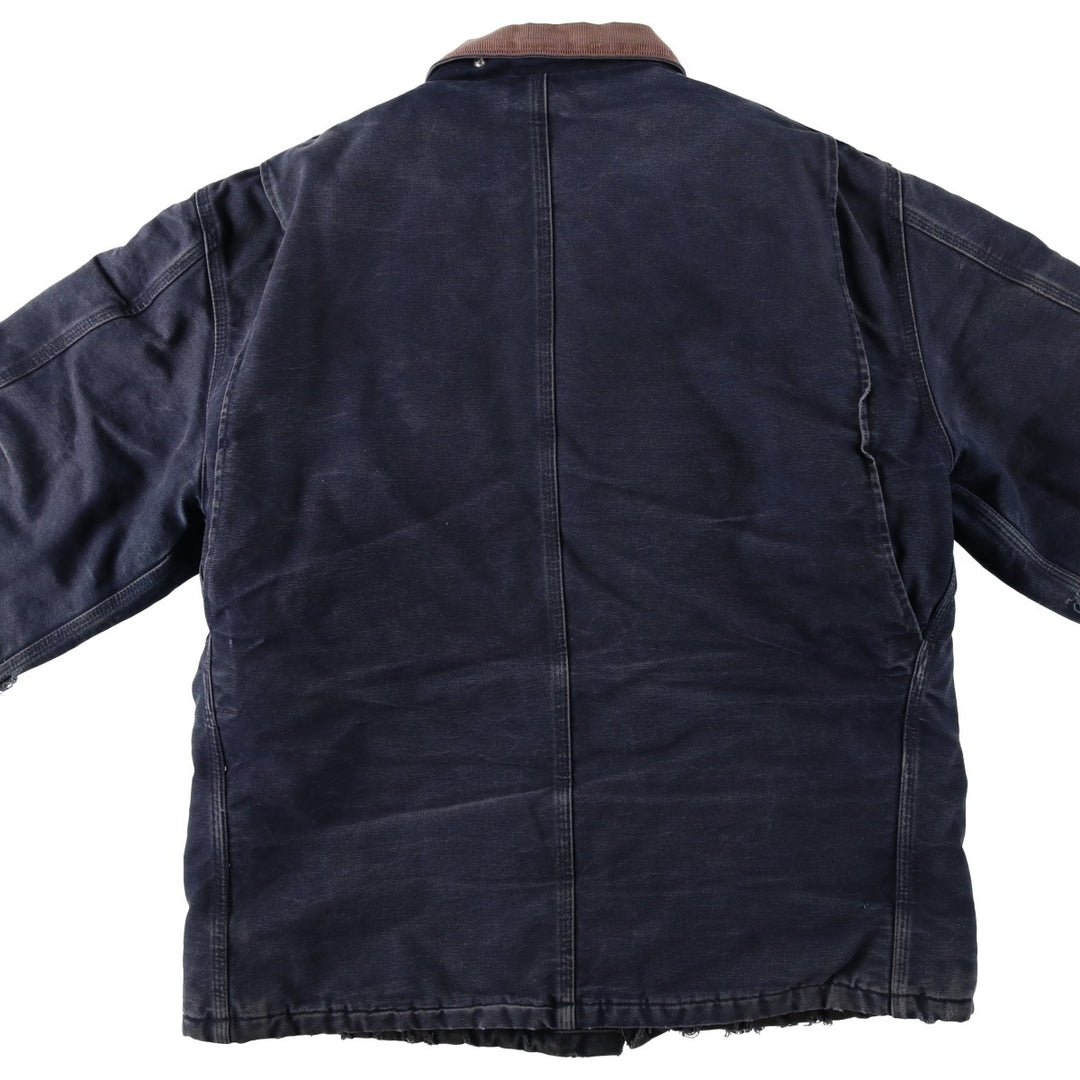 2000'S Carhartt Traditional Padded Duck Work Jacket, Made in USA, Men's Size L cotton navy blue type Vintage Second Hand