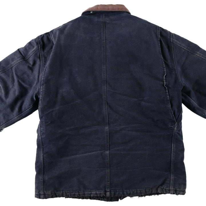 2000'S Carhartt Traditional Padded Duck Work Jacket, Made in USA, Men's Size L cotton navy blue type Vintage Second Hand