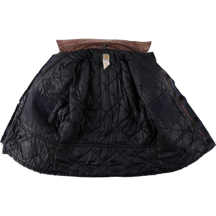 2000'S Carhartt Traditional Padded Duck Work Jacket, Made in USA, Men's Size L cotton navy blue type Vintage Second Hand
