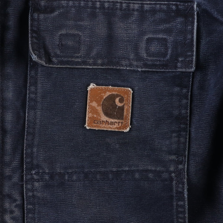 2000'S Carhartt Traditional Padded Duck Work Jacket, Made in USA, Men's Size L cotton navy blue type Vintage Second Hand