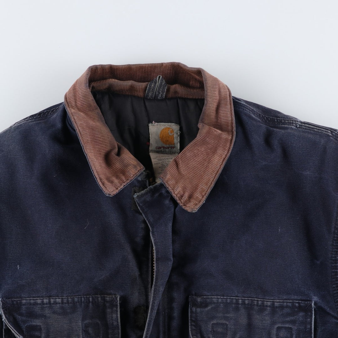 2000'S Carhartt Traditional Padded Duck Work Jacket, Made in USA, Men's Size L cotton navy blue type Vintage Second Hand