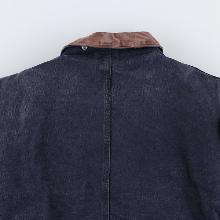 2000'S Carhartt Traditional Padded Duck Work Jacket, Made in USA, Men's Size L cotton navy blue type Vintage Second Hand