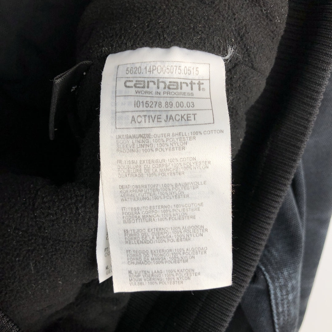 Carhartt Active Jacket, Padded Duck Full-Zip Hoodie, Men's Size L cotton black type Vintage Second Hand