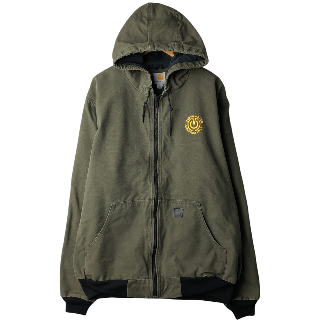Carhartt Active Jacket Duck Full Zip Hoodie Men's XL cotton Khaki type Vintage Second Hand