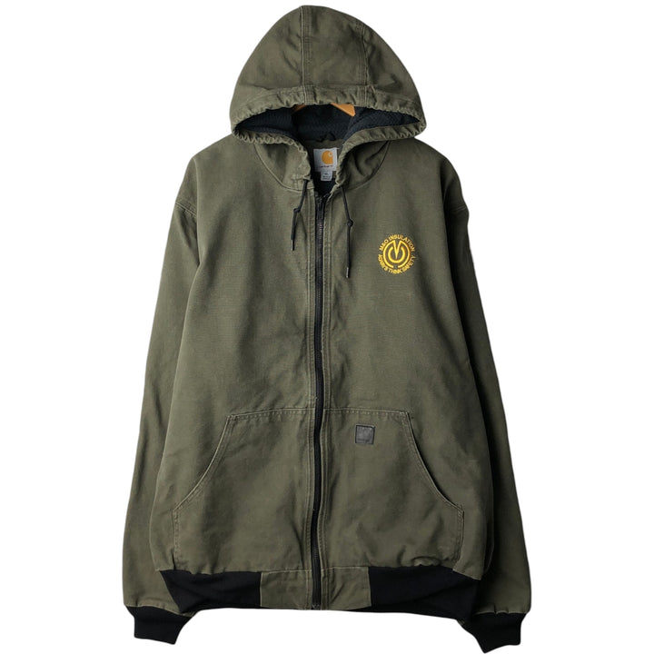 Carhartt Active Jacket Duck Full Zip Hoodie Men's XL cotton Khaki type Vintage Second Hand