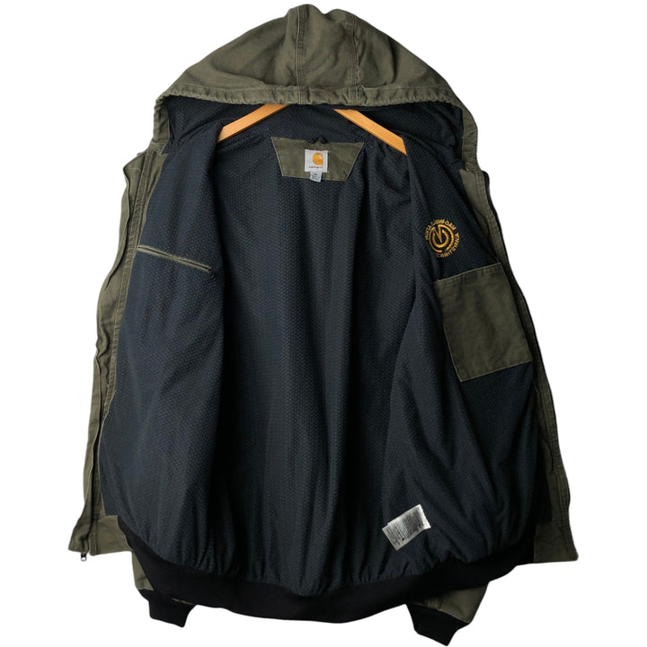 Carhartt Active Jacket Duck Full Zip Hoodie Men's XL cotton Khaki type Vintage Second Hand