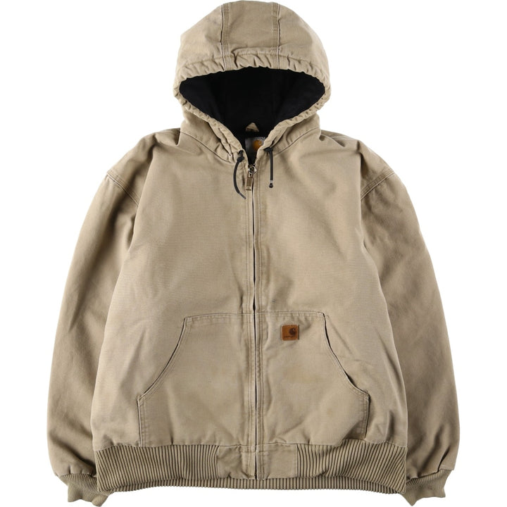 Carhartt Active Jacket, Padded Duck Full-Zip Hoodie, Men's XL cotton Beige type Vintage Second Hand