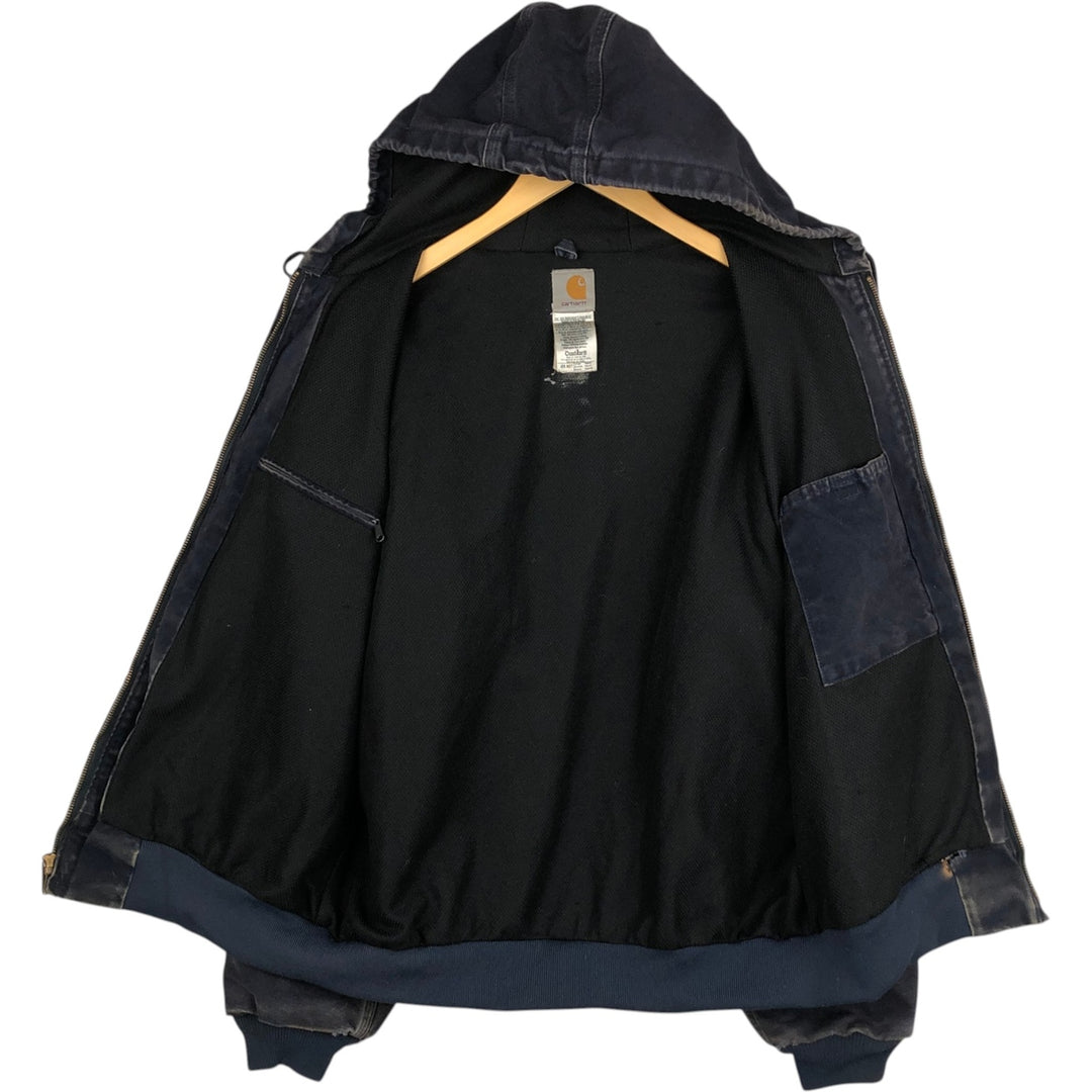 Carhartt Active Jacket Duck Full Zip Hoodie Men's L size cotton black type Vintage Second Hand