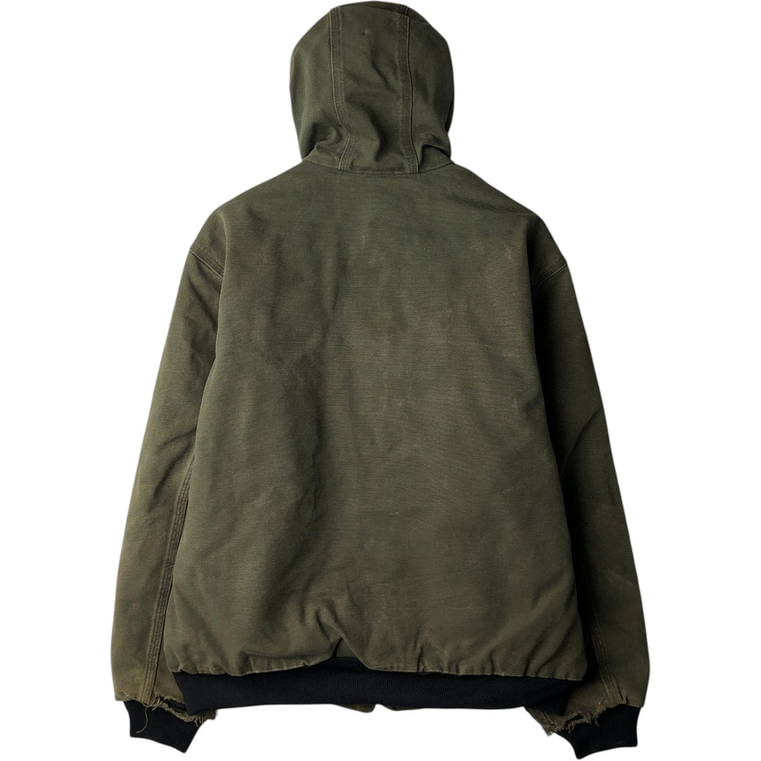 00'S Carhartt Active Jacket Duck Full Zip Parka Men's L size cotton Khaki type sage green Vintage Second Hand