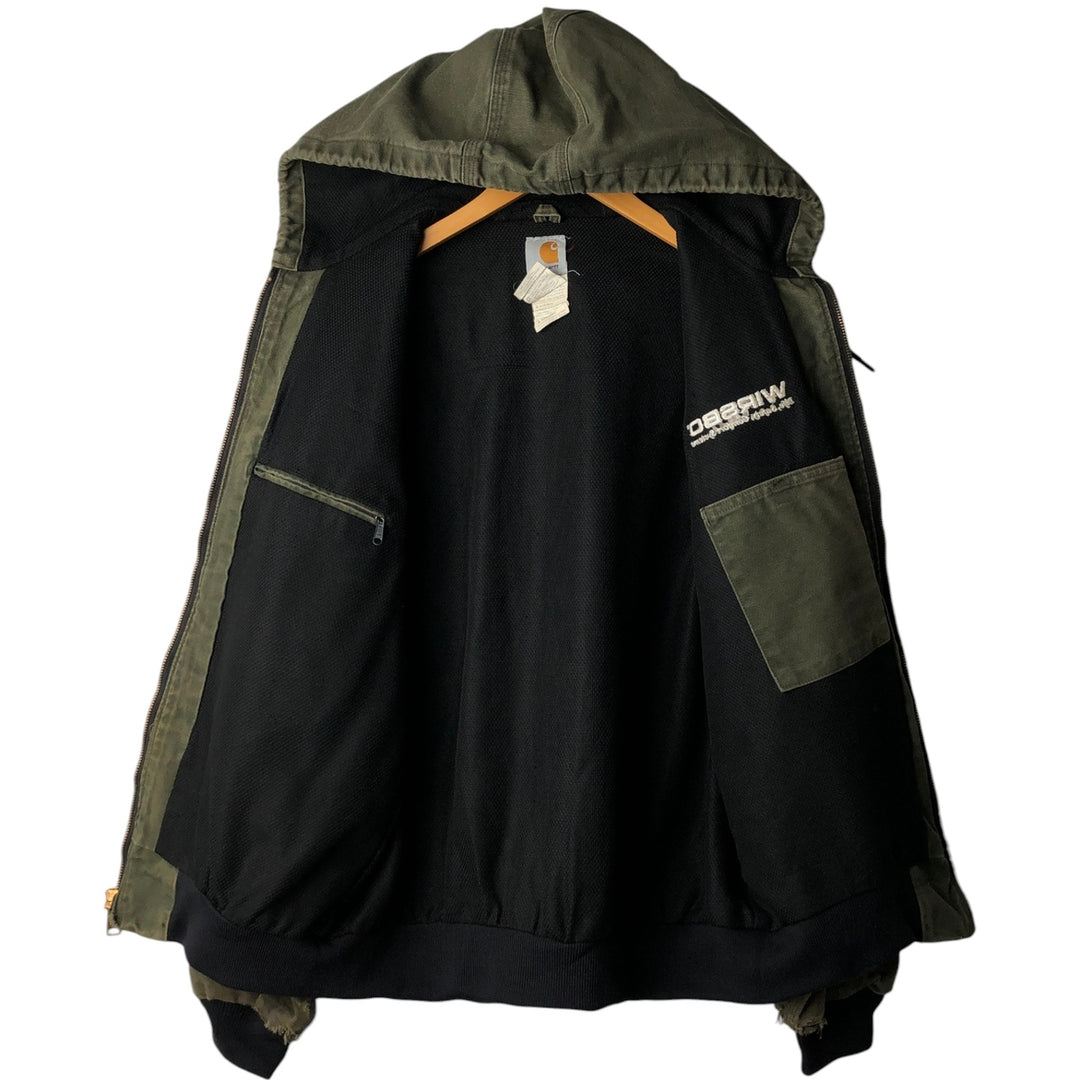 00'S Carhartt Active Jacket Duck Full Zip Parka Men's L size cotton Khaki type sage green Vintage Second Hand