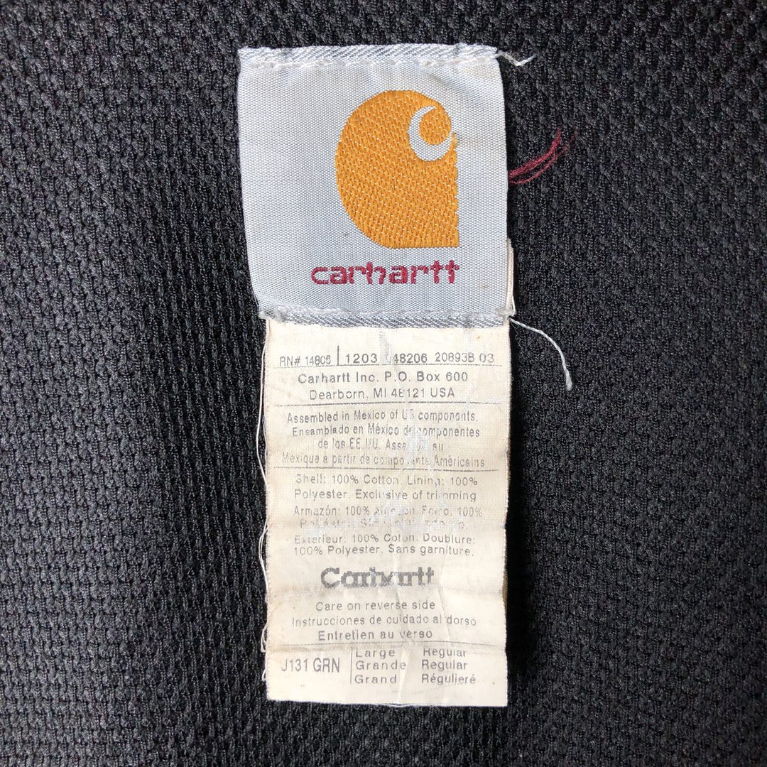 00'S Carhartt Active Jacket Duck Full Zip Parka Men's L size cotton Khaki type sage green Vintage Second Hand