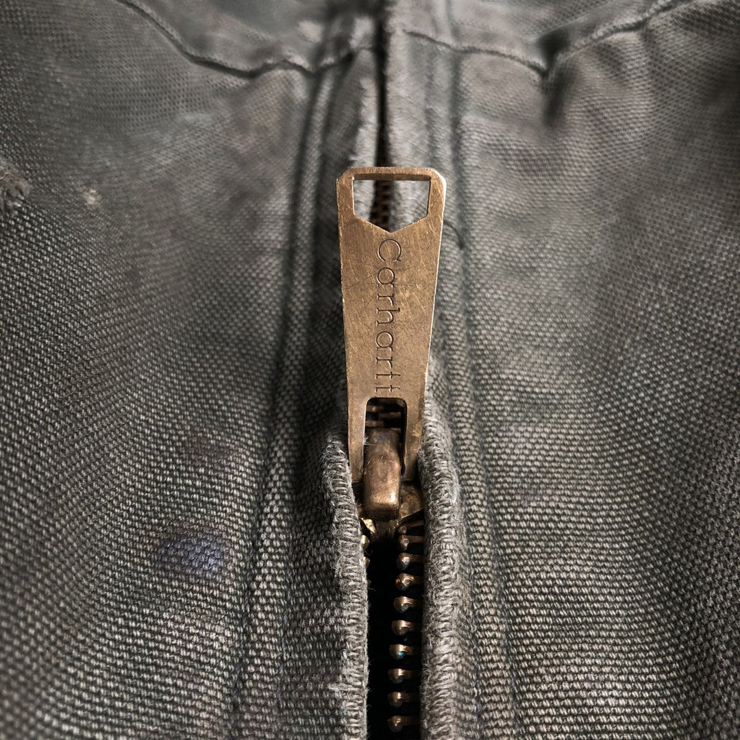 00'S Carhartt Active Jacket Duck Full Zip Parka Men's L size cotton Khaki type sage green Vintage Second Hand