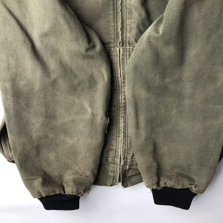 00'S Carhartt Active Jacket Duck Full Zip Parka Men's L size cotton Khaki type sage green Vintage Second Hand