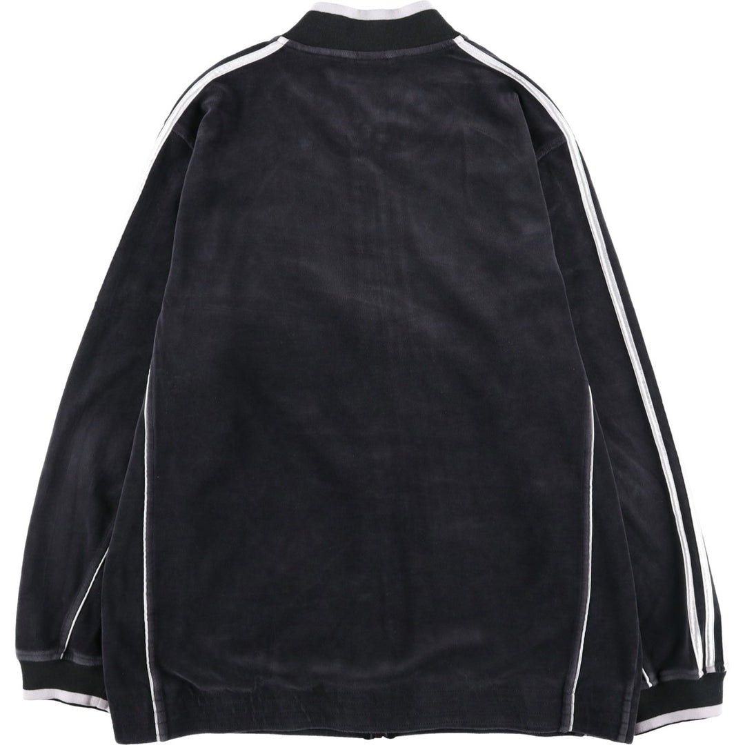 Adidas velour track jacket, men's size L (approx.) cotton black type Vintage Second Hand