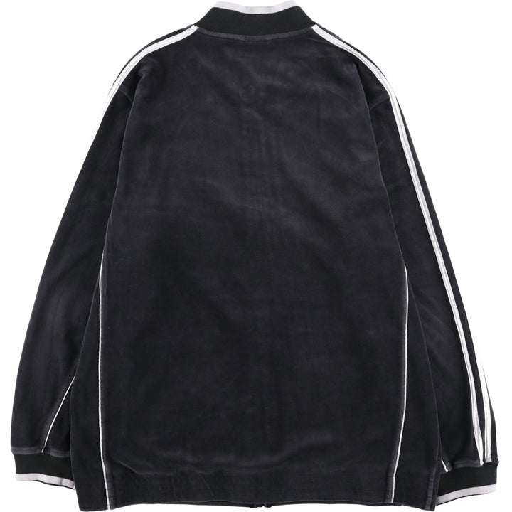 Adidas velour track jacket, men's size L (approx.) cotton black type Vintage Second Hand