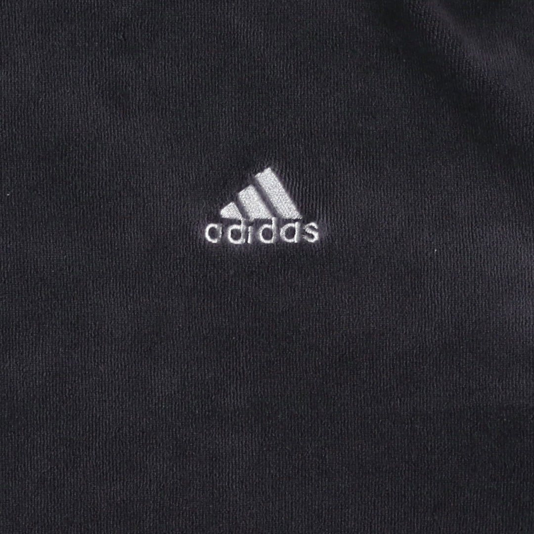 Adidas velour track jacket, men's size L (approx.) cotton black type Vintage Second Hand