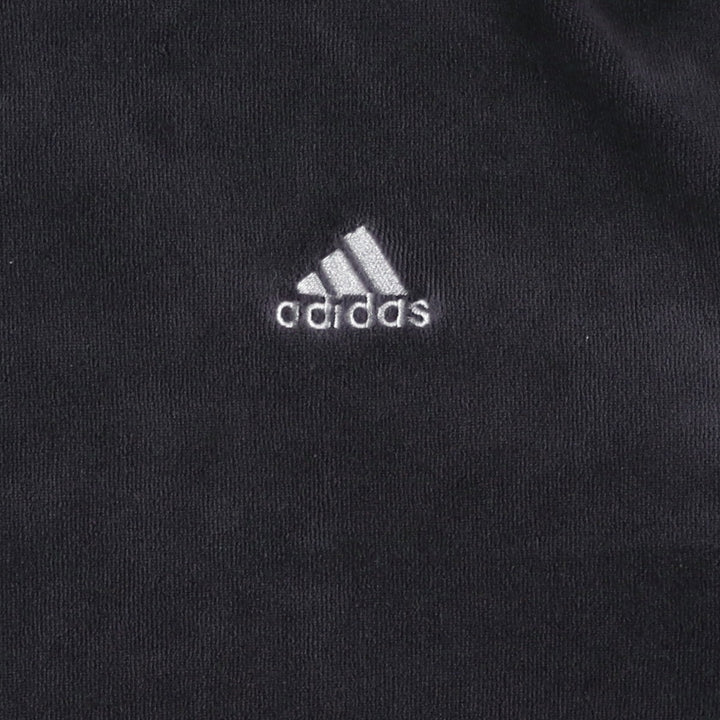 Adidas velour track jacket, men's size L (approx.) cotton black type Vintage Second Hand