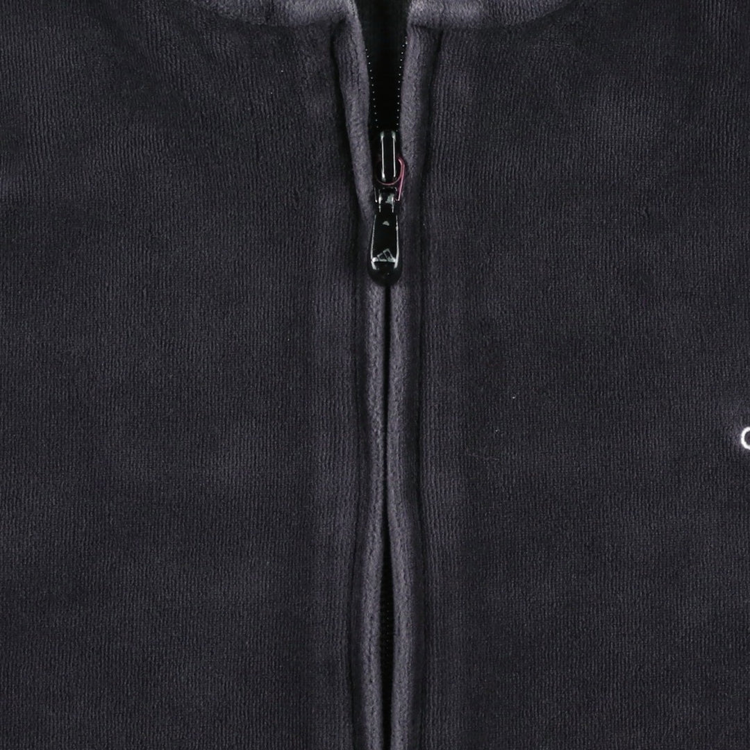 Adidas velour track jacket, men's size L (approx.) cotton black type Vintage Second Hand