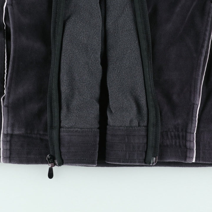 Adidas velour track jacket, men's size L (approx.) cotton black type Vintage Second Hand