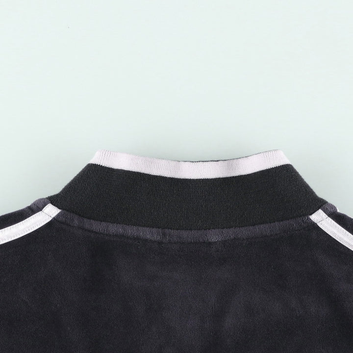 Adidas velour track jacket, men's size L (approx.) cotton black type Vintage Second Hand