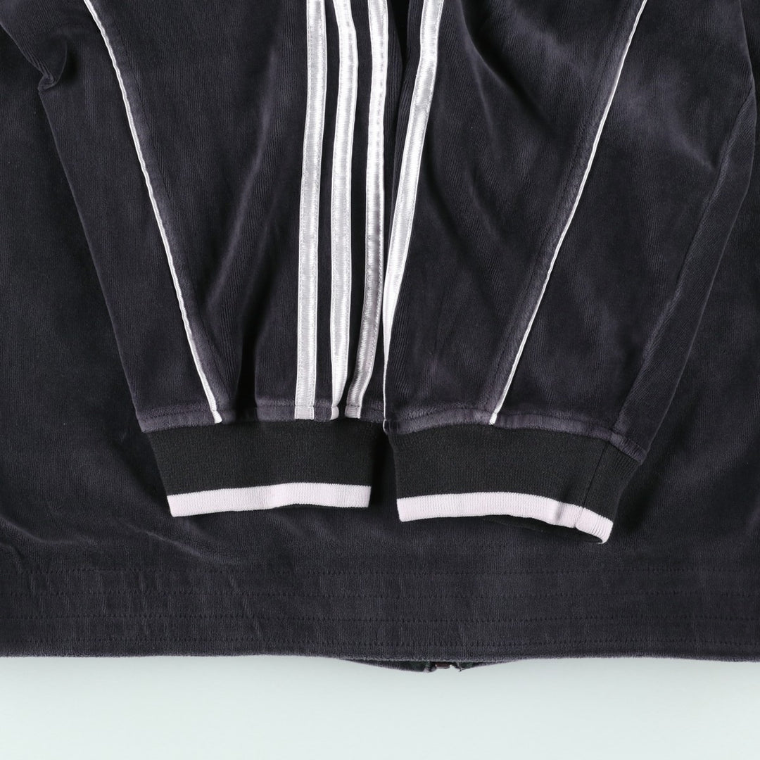 Adidas velour track jacket, men's size L (approx.) cotton black type Vintage Second Hand