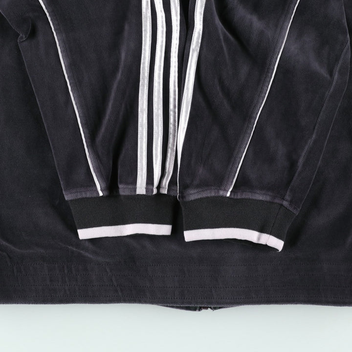 Adidas velour track jacket, men's size L (approx.) cotton black type Vintage Second Hand