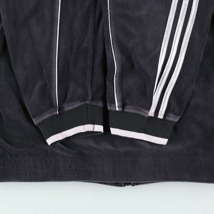 Adidas velour track jacket, men's size L (approx.) cotton black type Vintage Second Hand