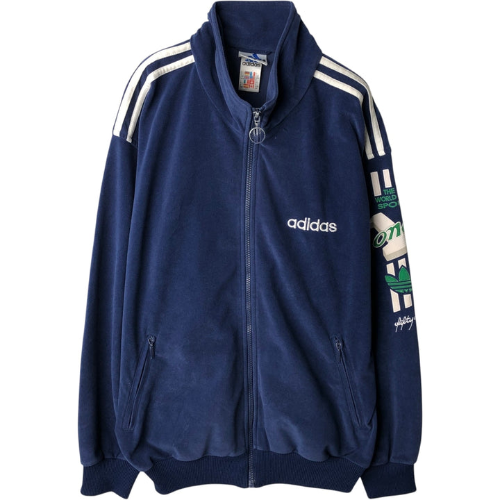 90s-00'S Adidas Trefoil Logo Velour Track Jacket, Men's Size S (approx.) polyester navy blue type Vintage Second Hand