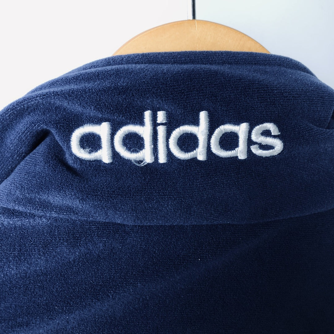 90s-00'S Adidas Trefoil Logo Velour Track Jacket, Men's Size S (approx.) polyester navy blue type Vintage Second Hand