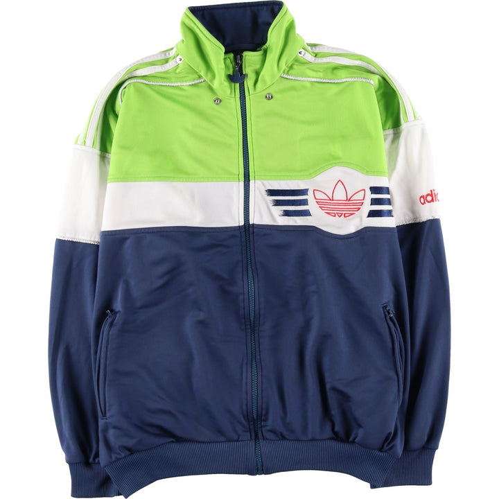Vintage 80s-90'S adidas track jacket, men's M size polyester navy blue type Vintage Second Hand