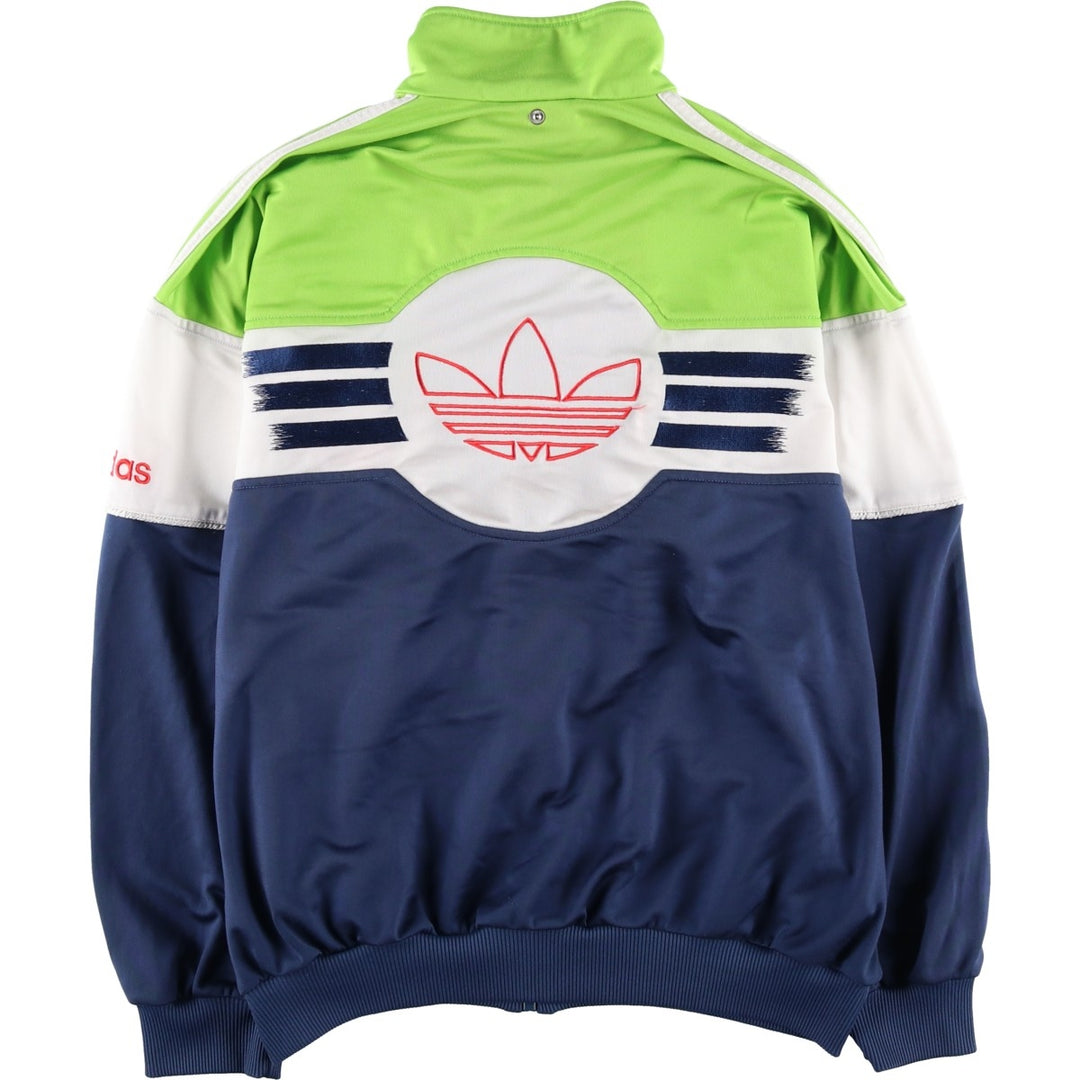 Vintage 80s-90'S adidas track jacket, men's M size polyester navy blue type Vintage Second Hand