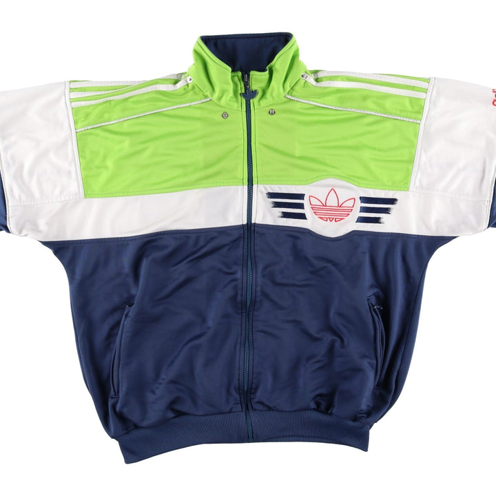 Vintage 80s-90'S adidas track jacket, men's M size polyester navy blue type Vintage Second Hand