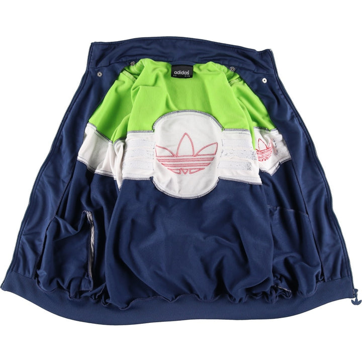 Vintage 80s-90'S adidas track jacket, men's M size polyester navy blue type Vintage Second Hand