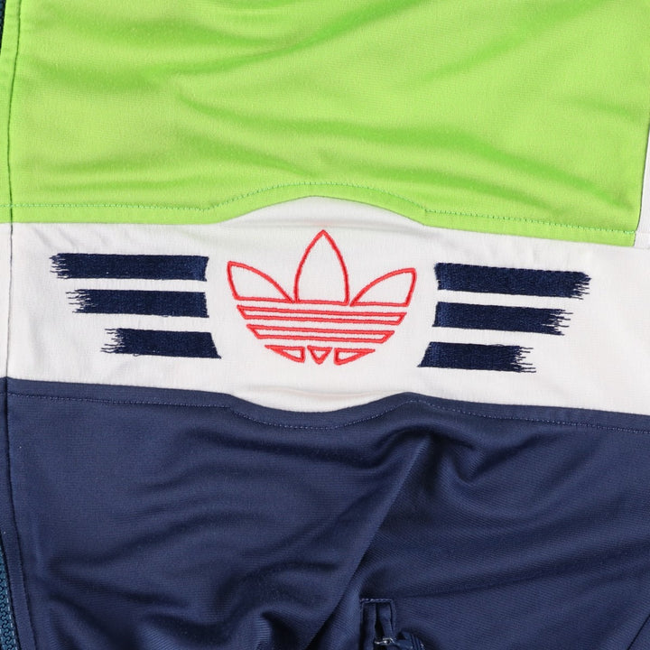 Vintage 80s-90'S adidas track jacket, men's M size polyester navy blue type Vintage Second Hand