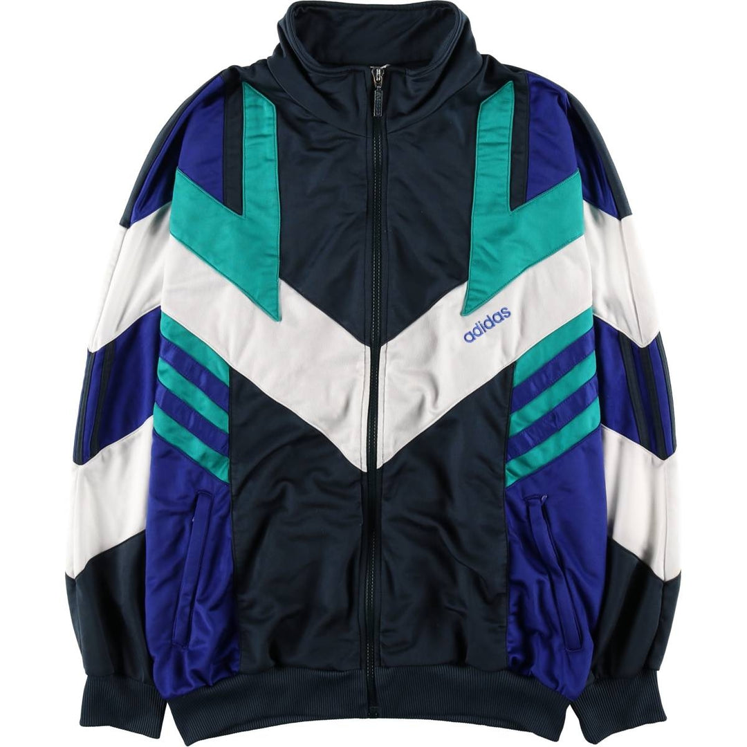 Vintage 1980'S adidas Trefoil logo track jacket, men's size L polyester Emerald green Vintage Second Hand