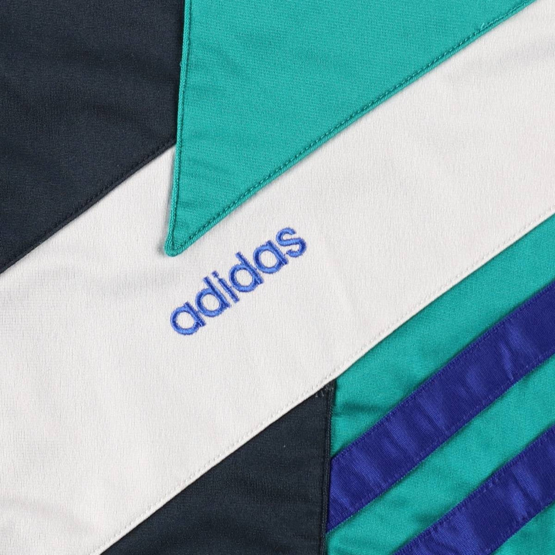 Vintage 1980'S adidas Trefoil logo track jacket, men's size L polyester Emerald green Vintage Second Hand